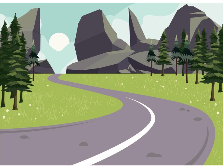 Un camino sinuoso a través de un paisaje pintoresco