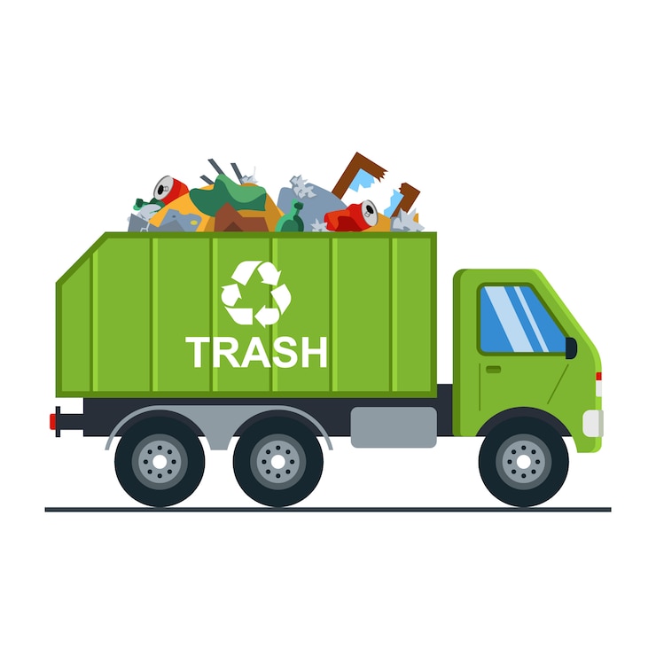 camión de basura con basura va al vertedero.