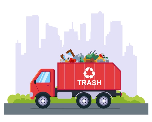 Camión de basura en la ciudad