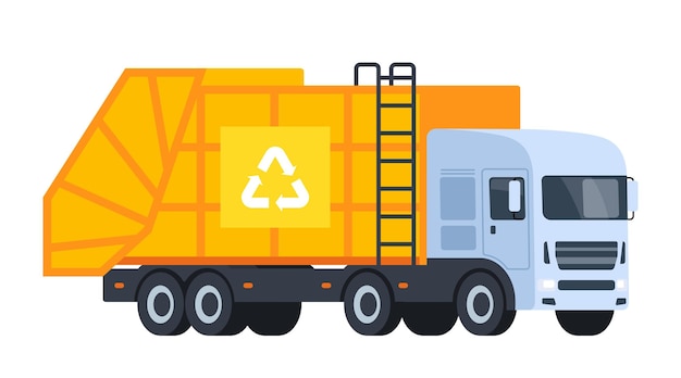 Camion de basura urbana Selección de basura reciclaje Ilustración vectorial