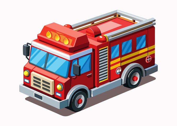 Vector camión de bomberos vectorial de color negro sobre fondo blanco