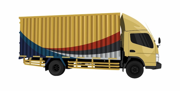 Camión de carga amarillo para servicios de transporte y entrega