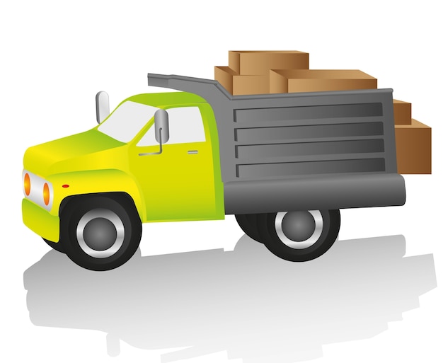 Vector camión cargado con cajas para entregas de ilustración vectorial