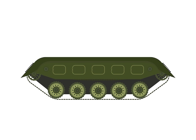Camión cisterna blindado de asalto Vehículo anfibio militar Dibujos animados Estilo vintage Soldados Torreta de cañón Tractor Remolque Elemento de diseño de ilustración simple