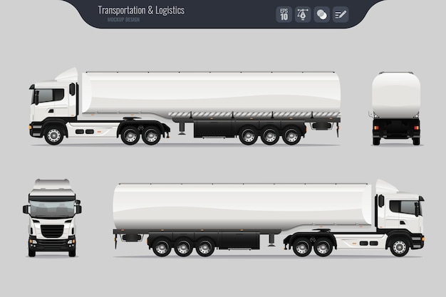El camión cisterna de combustible aislado es realista