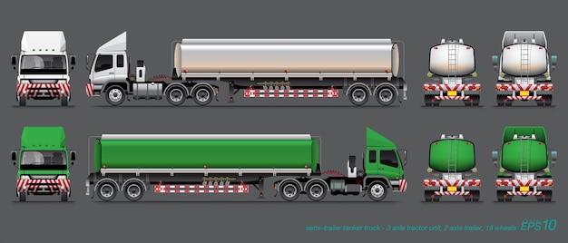 Vector camión cisterna de combustible semirremolque.