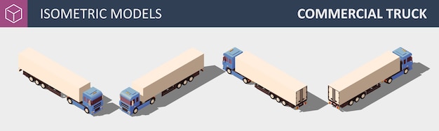 Camión Comercial. Ilustración isométrica en cuatro dimensiones.