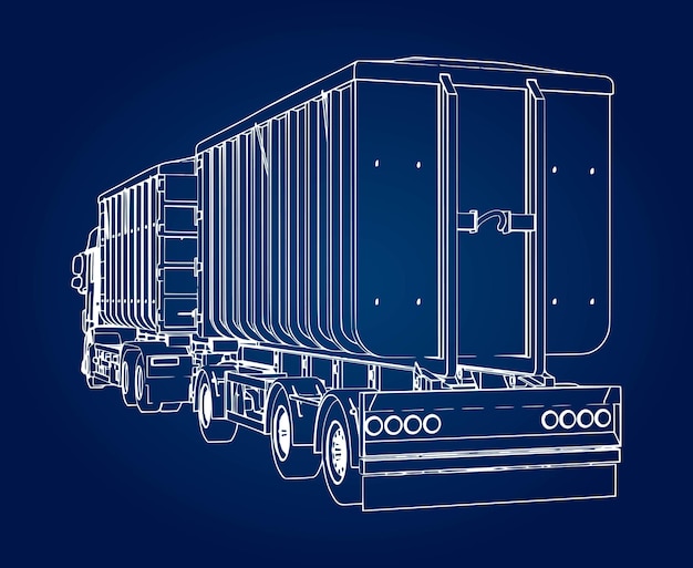 Camión grande con remolque separado, para el transporte de materiales y productos agrícolas y de construcción a granel.