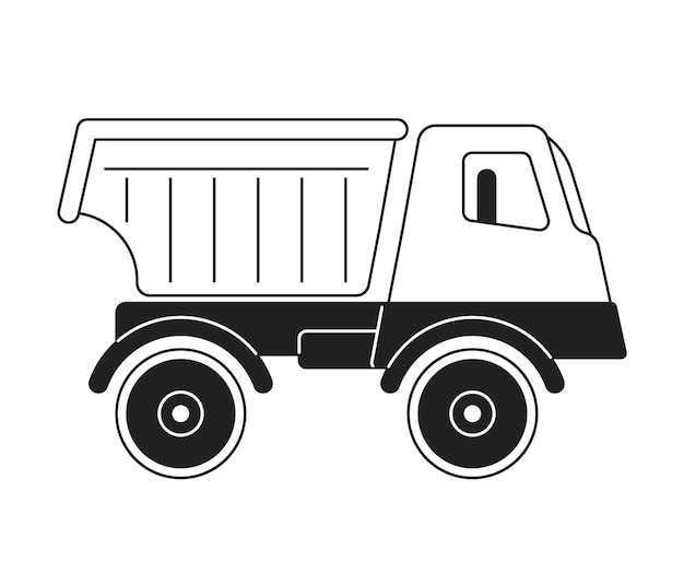 Camion de granja campo objeto de dibujos animados 2D en blanco y negro transporte agrícola camioneta retro con contorno vectorial aislado artículo de agricultura coche vehículo rural ilustración de punto plano monocromático