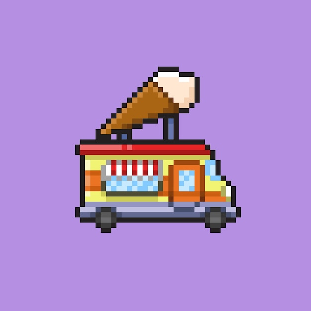 Vector camión de helados en estilo pixel art