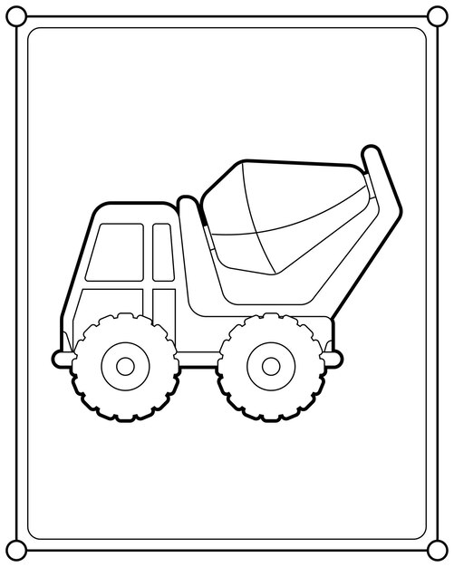 Camión hormigonera adecuado para la ilustración de vector de página para colorear de los niños