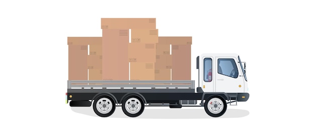 Vector camión lleva cajas ilustración