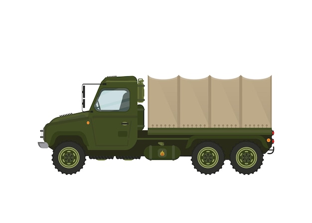 Camión militar ilustración vectorial sobre un fondo blanco