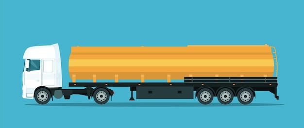 Camión portador de cisterna aislado. Ilustración vectorial.