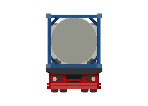 Vector camion que transporta un camión cisterna vista trasera ilustración plana simple