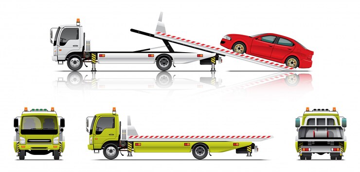 Vector camión de remolque deslizante
