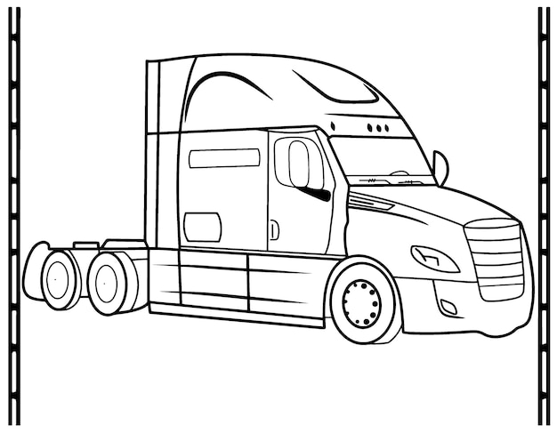 Vector camión sin remolque icono de línea delgada, american trucks coloring pages