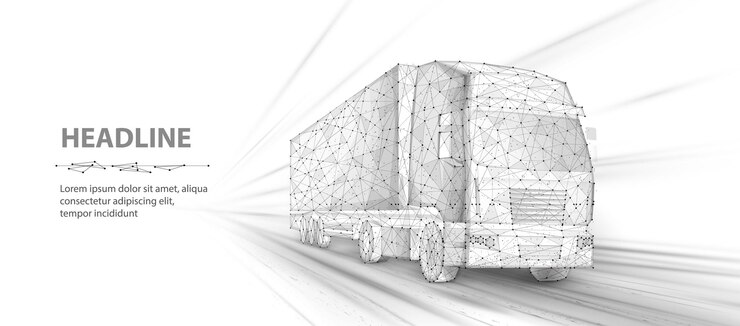 Camión vector abstracto 3d camión pesado furgoneta carretera aislada en blanco