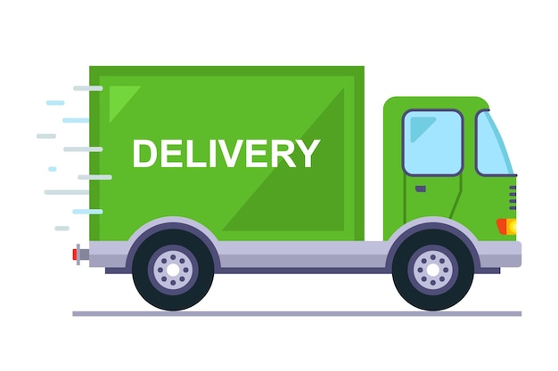 Camión verde para el transporte de mercancías.