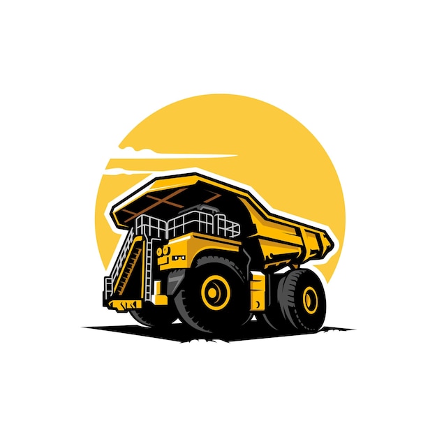 camión volquete, vector de ilustración de camión minero
