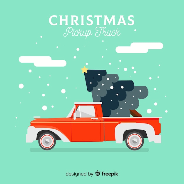 Vector camioneta con árbol de navidad