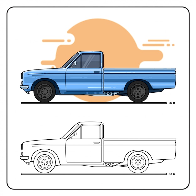 Camioneta pick up color azul vista lateral auto fácil | Vector Premium