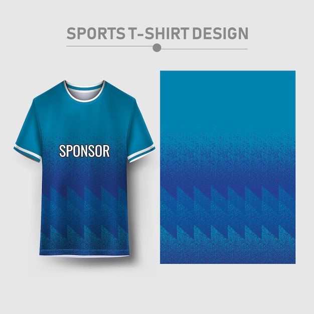 una camisa azul y blanca con la palabra deporte en ella