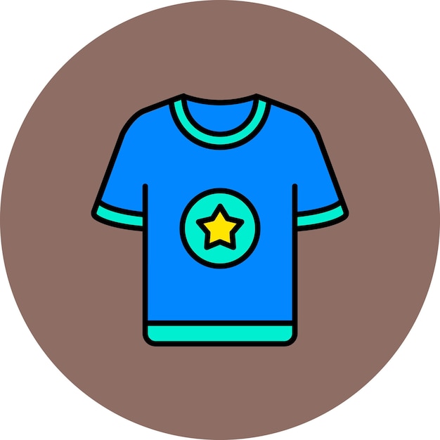 Vector una camisa azul con una estrella en ella está colgada en un fondo marrón