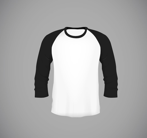 Vector camisa de béisbol de manga larga ajustada para hombre plantilla de diseño de maqueta negra para marca