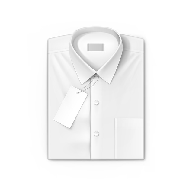 Vector camisa blanca clásica para hombre con etiqueta aislada