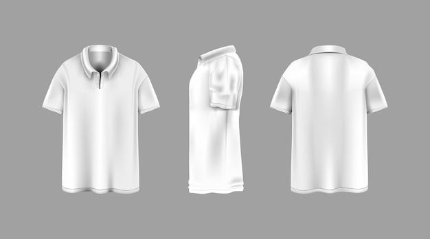 Camisa de cuello blanco con plantilla de vistas de diferentes ángulos