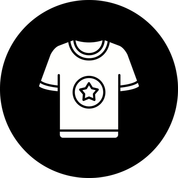 una camisa con una estrella en ella está colgada en un círculo negro