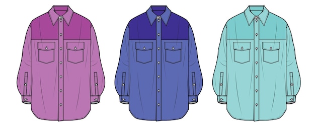 Camisa formal para mujer nuevo estilo boceto plano dibujo técnico vector ilustración plantilla
