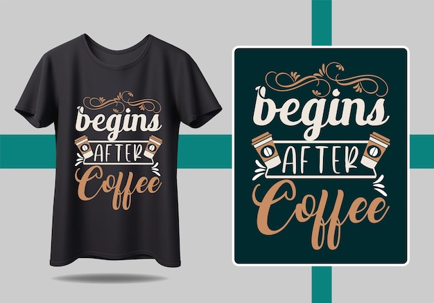 Una camisa negra con las palabras comienza después del café.