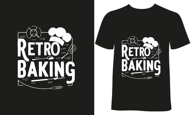 una camisa negra con las palabras retro cocinando en ella