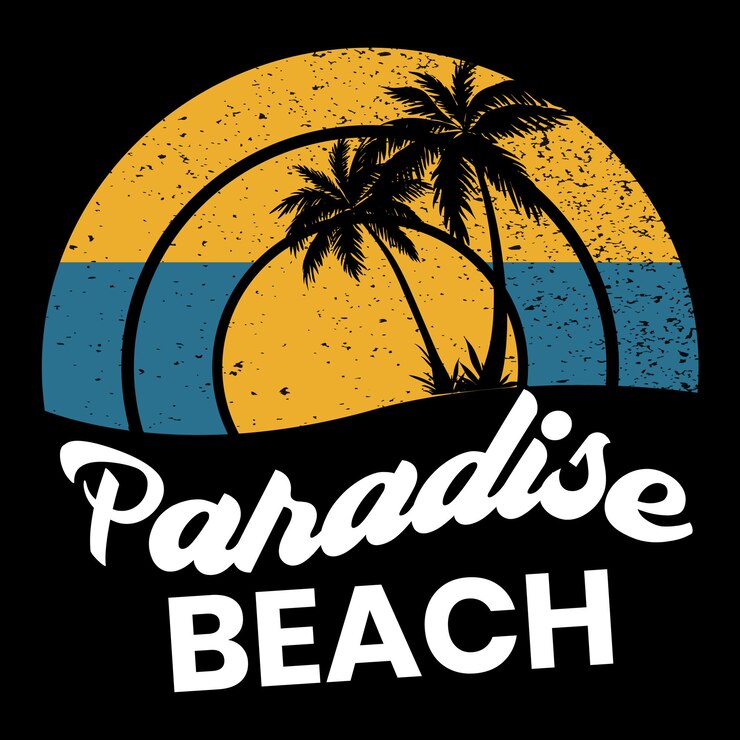 una camisa negra con palmeras en ella que dice playa de palmeras