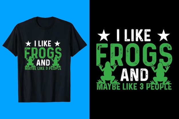 Una camisa negra que dice me gustan las ranas y me gustan las ranas y me gustan las ranas y me gustan 3 personas.