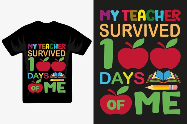 Una camisa negra que dice que mi maestro sobrevivió 100 días a mí.