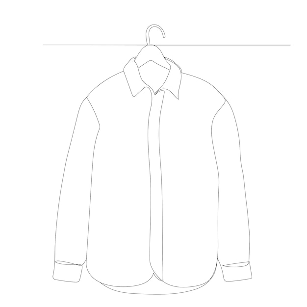 Camisa en una percha dibujada por una línea continua, aislada, vector