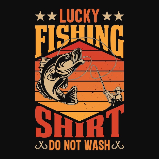 Camisa de pesca afortunada no lavar Cotizaciones de pesca diseño vectorial diseño de camiseta