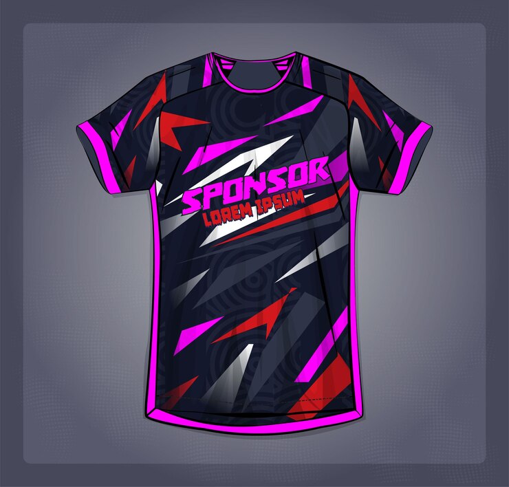 una camisa púrpura y negra con un diseño rosa en ella