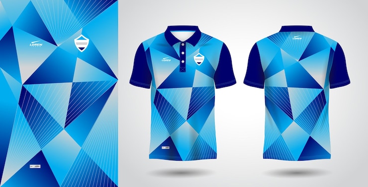 camisa de sublimación azul para la plantilla de camiseta deportiva de polo