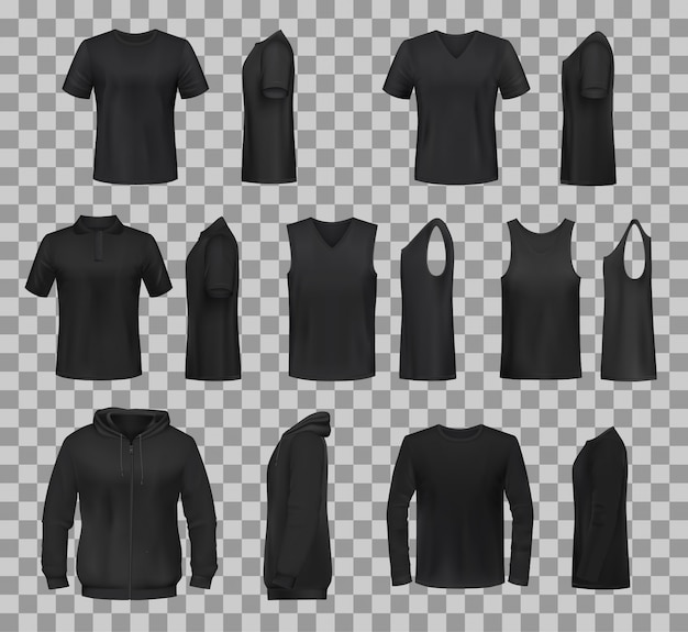 Vector camisas de mujer ropa modelos de plantillas negras