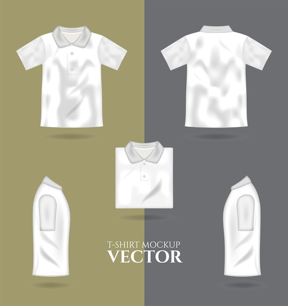 Vector camiseta 3d maqueta realista de camiseta blanca masculina plantilla vectorial de vista frontal hacia atrás diseño en blanco
