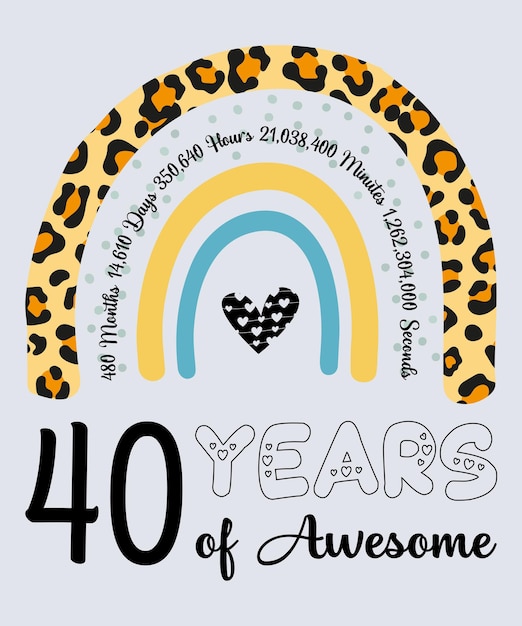 Camiseta de 40 cumpleaños 40 años de diseño de tipografía impresionante Regalo de cumpleaños de hito