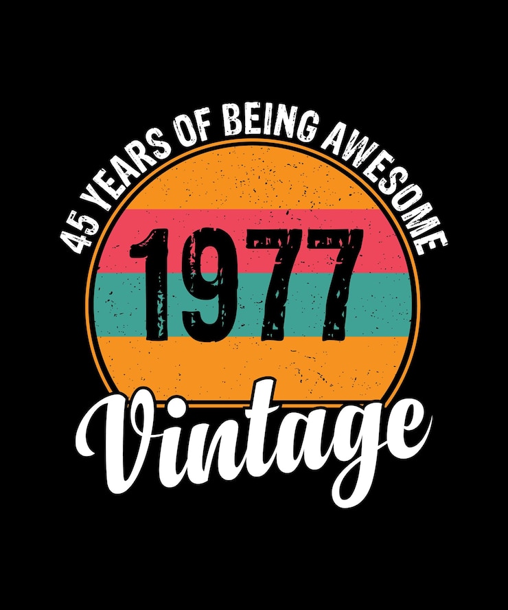 Vector camiseta de 45 años de edad, regalo vintage de 1977, edición limitada, 45 cumpleaños