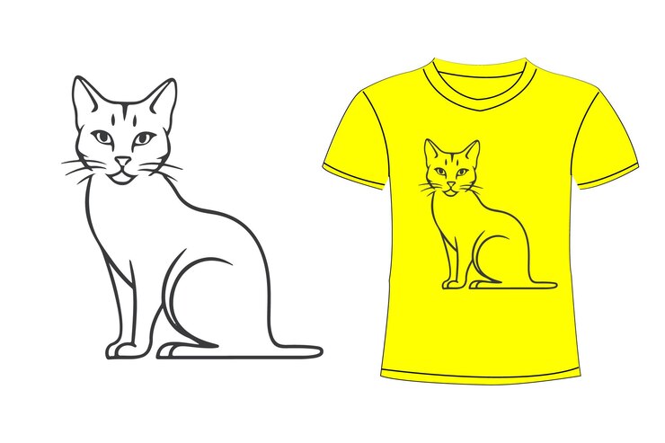 una camiseta amarilla con un gato en el frente y las palabras camiseta