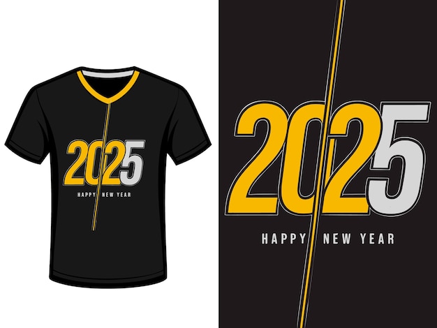 Camiseta de Año Nuevo 2025 Diseño Elegante Gradiente Amplificador Vibrante Vector amarillo y arte de ilustración