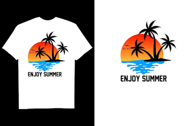 Camiseta Atardecer Playa Verano Diseño Vintage Estilo Retro