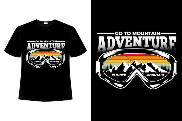 Camiseta aventura montaña pino estilo retro